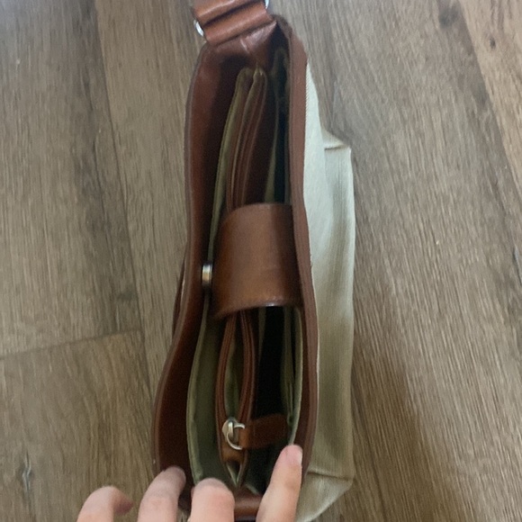 Relic vegan leather and canvas utility academic Crossbody tote bag. Preppy - Picture 4 of 8